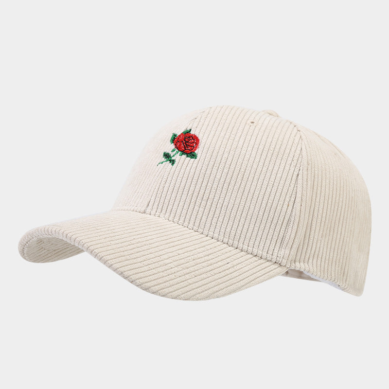 Wholesale rose embroidered baseball spring outdoor travel Sun-proof peaked cap
